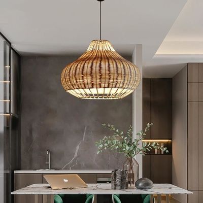 El yapımı yaratıcı Rattan Kolye Işık avize Yuvarlak Şekil