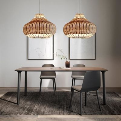 El yapımı yaratıcı Rattan Kolye Işık avize Yuvarlak Şekil