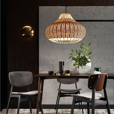El yapımı yaratıcı Rattan Kolye Işık avize Yuvarlak Şekil