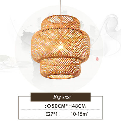 3500K Yuvarlak Bambu Dikiş LED Kolye Işık, Yuvarlak Rattan Işık OEM ODM