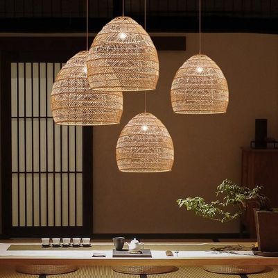 Modern Yuvarlak Rattan Asılı Lustre Restoran İçerisi Işığı İçin