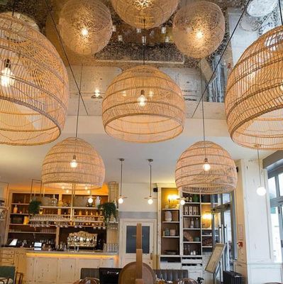 Modern Yuvarlak Rattan Asılı Lustre Restoran İçerisi Işığı İçin