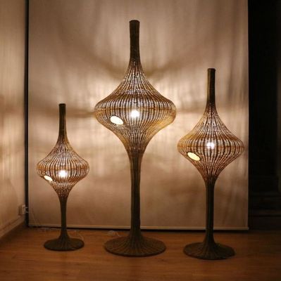 Modern Rattan Yer Lambası E27 Otel Oturma Odası için