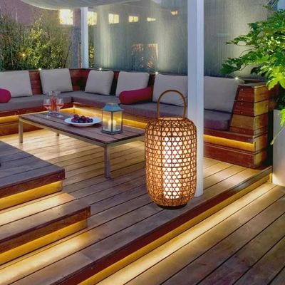 Su geçirmez Rattan Zemin Lampası, Dış Balkon için Wicker Standing Lamp