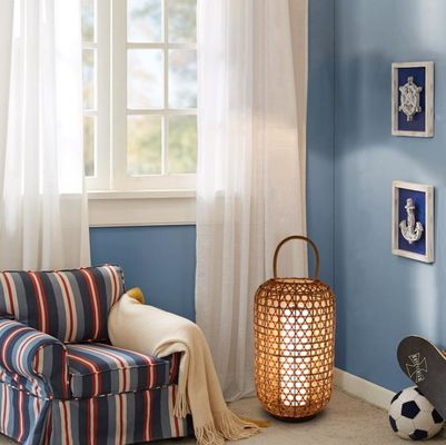 Su geçirmez Rattan Zemin Lampası, Dış Balkon için Wicker Standing Lamp
