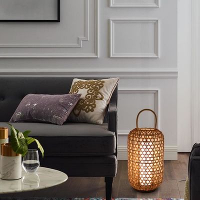 Su geçirmez Rattan Zemin Lampası, Dış Balkon için Wicker Standing Lamp