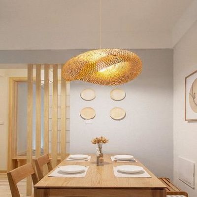 Modern Bambu Rattan Pendant Light Lampshade İç Oda için