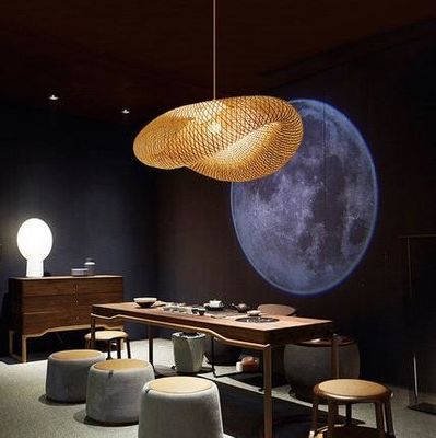 Modern Bambu Rattan Pendant Light Lampshade İç Oda için