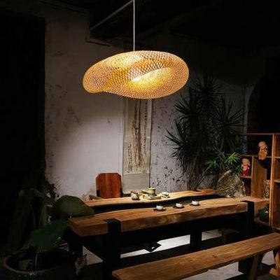 Modern Bambu Rattan Pendant Light Lampshade İç Oda için