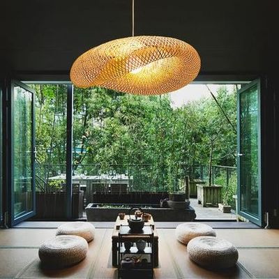 Modern Bambu Rattan Pendant Light Lampshade İç Oda için