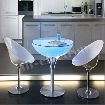 Çarşıdaki çekici RGB uzaktan kumanda led metal destek kahve masası