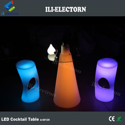 Taper şeklinde plastik led masa parlak kokteyl masası