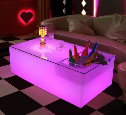 Tek kablosuz PE plastik led bar masası buz kovası/soğutucu tankı ile
