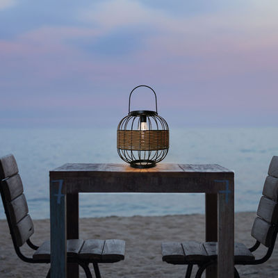 Su geçirmez rattan bahçe fenerleri, balkon dekorasyonu için açık hava rattan güneş ışıkları
