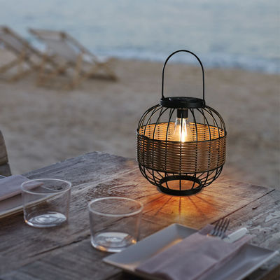 Su geçirmez rattan bahçe fenerleri, balkon dekorasyonu için açık hava rattan güneş ışıkları