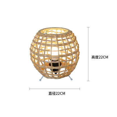 küçük Yaratıcı rattan toplu masa lambası Rattan sanat rattan dokuma yatak odası dekoratif masa lambası