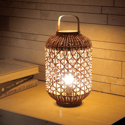 Retro Kenevir İpi Rattan Dikiş Lamba Gölgesi Oturma Odası Yatak Odası