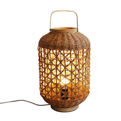 Retro Kenevir İpi Rattan Dikiş Lamba Gölgesi Oturma Odası Yatak Odası