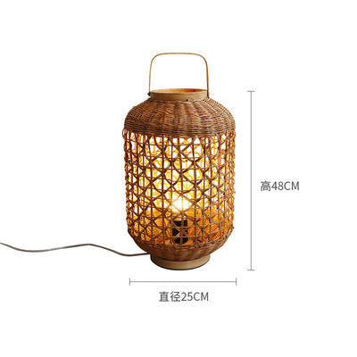 Retro Kenevir İpi Rattan Dikiş Lamba Gölgesi Oturma Odası Yatak Odası