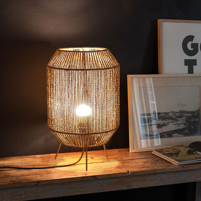 Vintage Twine Rattan Masa Lampası, Evde Kalmak İçin El Yapımı Wabi Sabi Masa Lampası