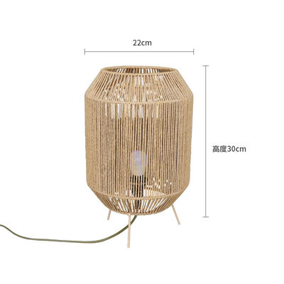 Vintage Twine Rattan Masa Lampası, Evde Kalmak İçin El Yapımı Wabi Sabi Masa Lampası