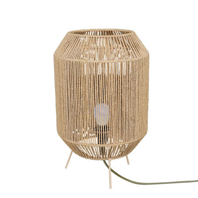 Vintage Twine Rattan Masa Lampası, Evde Kalmak İçin El Yapımı Wabi Sabi Masa Lampası