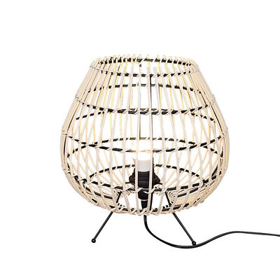 Yatak odası yatak lambası Çin tarzı çay odası atmosfer lambası bambu rattan masa lambası