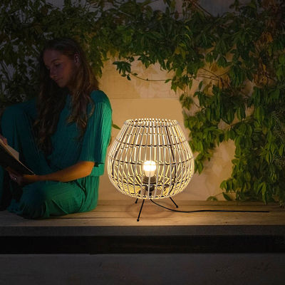 Yatak odası yatak lambası Çin tarzı çay odası atmosfer lambası bambu rattan masa lambası