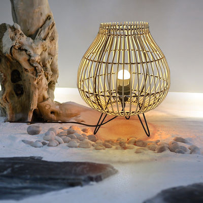 Yatak odası yatak lambası Çin tarzı çay odası atmosfer lambası bambu rattan masa lambası