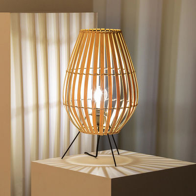Yatak odası yatak lambası Çin tarzı çay odası atmosfer lambası bambu rattan masa lambası