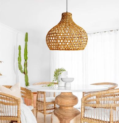 Wabi-Sabi Rattan Şamdanı Sanat lambaları Bahçe için el dokuma Rattan Latern