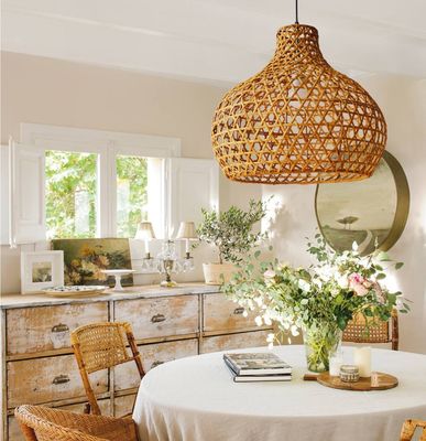 Wabi-Sabi Rattan Şamdanı Sanat lambaları Bahçe için el dokuma Rattan Latern