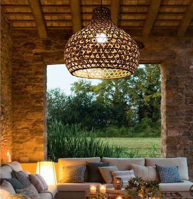 Wabi-Sabi Rattan Şamdanı Sanat lambaları Bahçe için el dokuma Rattan Latern