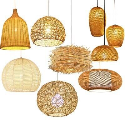 El yapımı Modern Sanat Kolye Işıkları Bambu Lamba Restoran Otel Rattan Çanakkale Rattan Kolye Işıkları