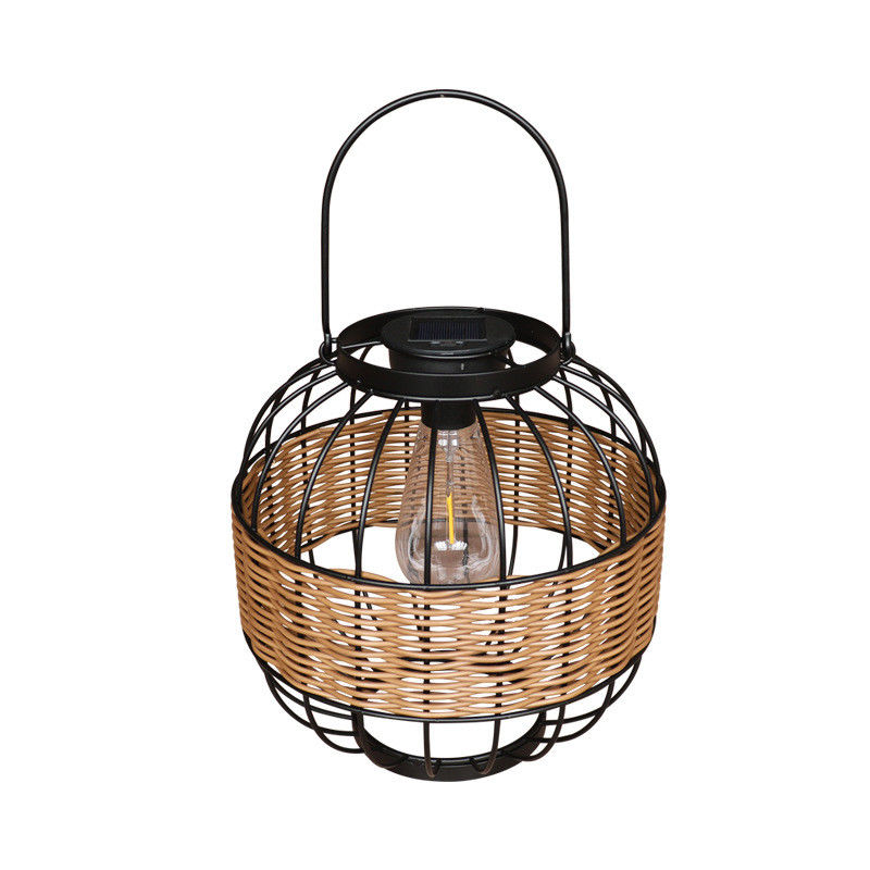 Su geçirmez rattan bahçe fenerleri, balkon dekorasyonu için açık hava rattan güneş ışıkları
