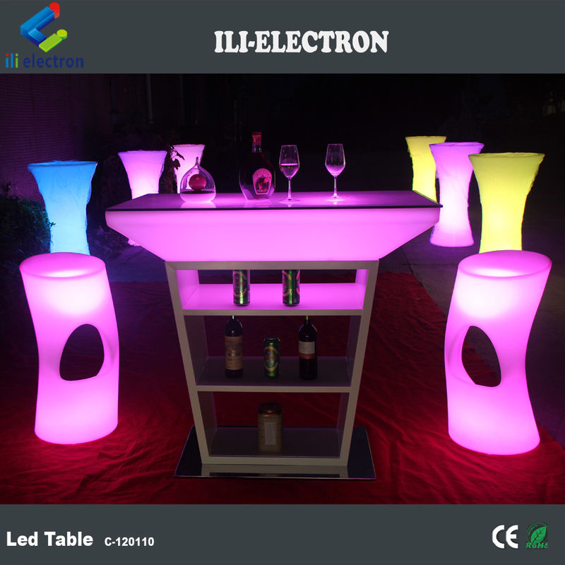 PE Plastik LED Kokteyl Masası Strobe Işıklandırma Modları ve Şarj edilebilir Lityum Pille Güçlendirilmiş